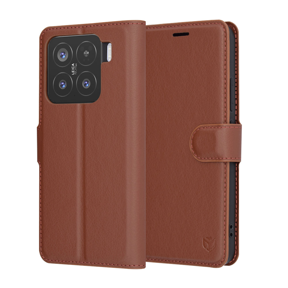 Ovitek za Xiaomi 15, Techsuit, usnjeni folio, rjav