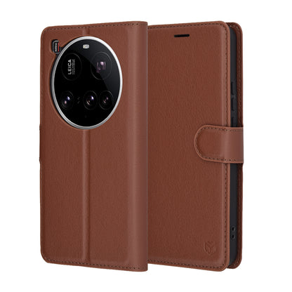 Ovitek za Xiaomi 15 Ultra, Techsuit, usnjeni folio, rjav