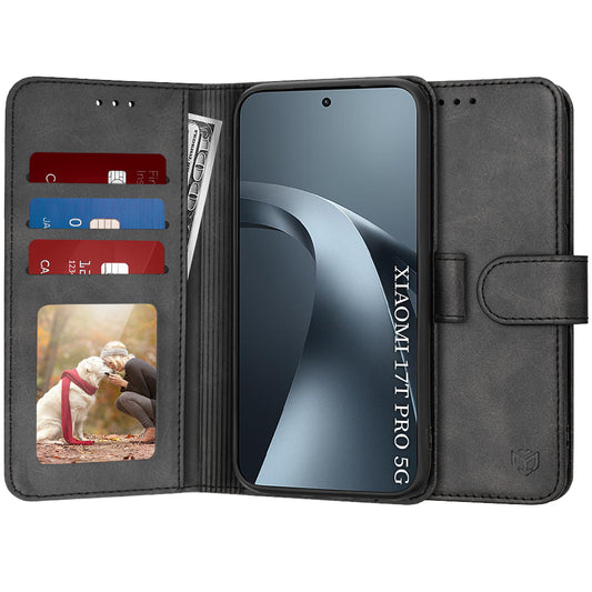 Ovitek za Xiaomi 17T Pro, Techsuit, Diary Book, Črn