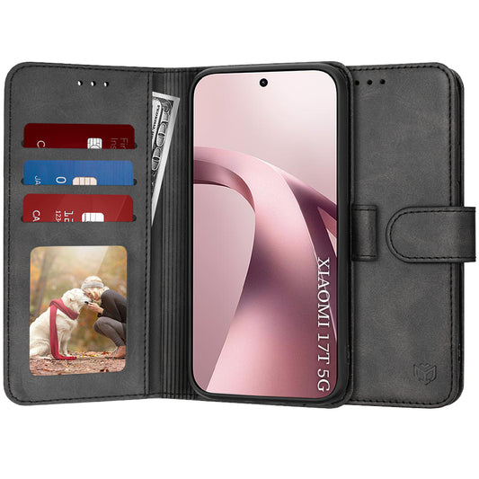 Ovitek za Xiaomi 17T, Techsuit, Diary Book, Črn