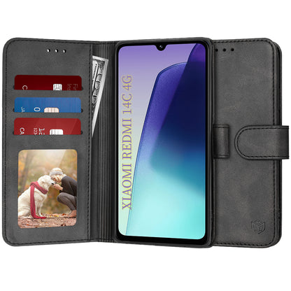 Ovitek za Xiaomi Poco C75 / Redmi 14C, Techsuit, Diary Book, Črn