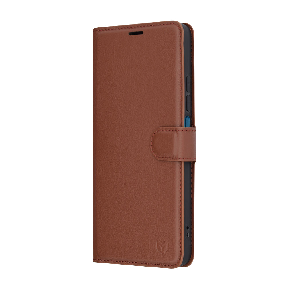 Ovitek za Xiaomi Poco C75 / Redmi 14C, Techsuit, usnjeni folio, rjav