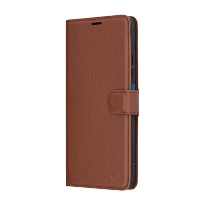 Ovitek za Xiaomi Poco C75 / Redmi 14C, Techsuit, usnjeni folio, rjav