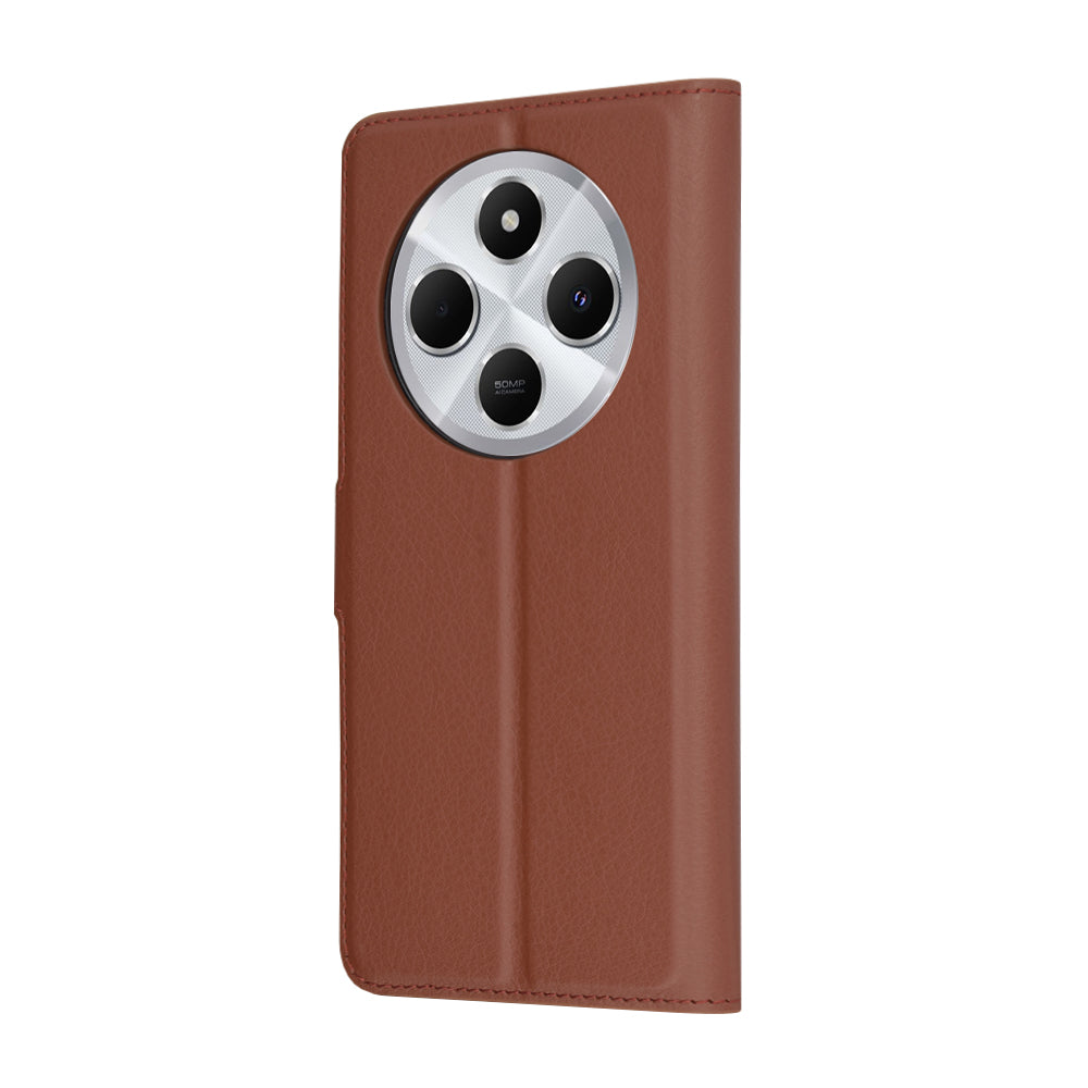 Ovitek za Xiaomi Poco C75 / Redmi 14C, Techsuit, usnjeni folio, rjav
