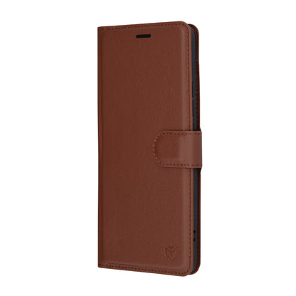 Ovitek za Xiaomi Poco F6 Pro, Techsuit, usnjeni folio, rjav