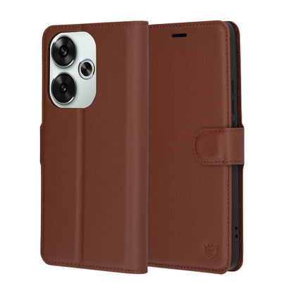 Ovitek za Xiaomi Poco F6, Techsuit, usnjeni folio, rjav