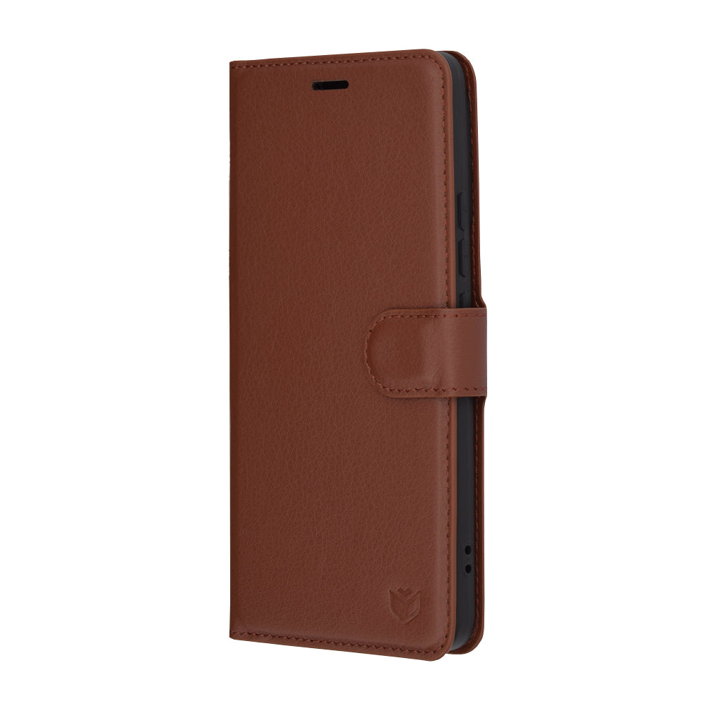 Ovitek za Xiaomi Poco F6, Techsuit, usnjeni folio, rjav