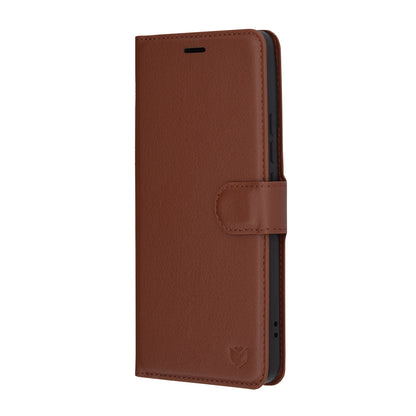 Ovitek za Xiaomi Poco F6, Techsuit, usnjeni folio, rjav