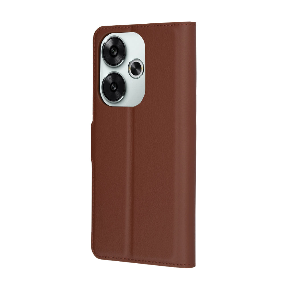 Ovitek za Xiaomi Poco F6, Techsuit, usnjeni folio, rjav