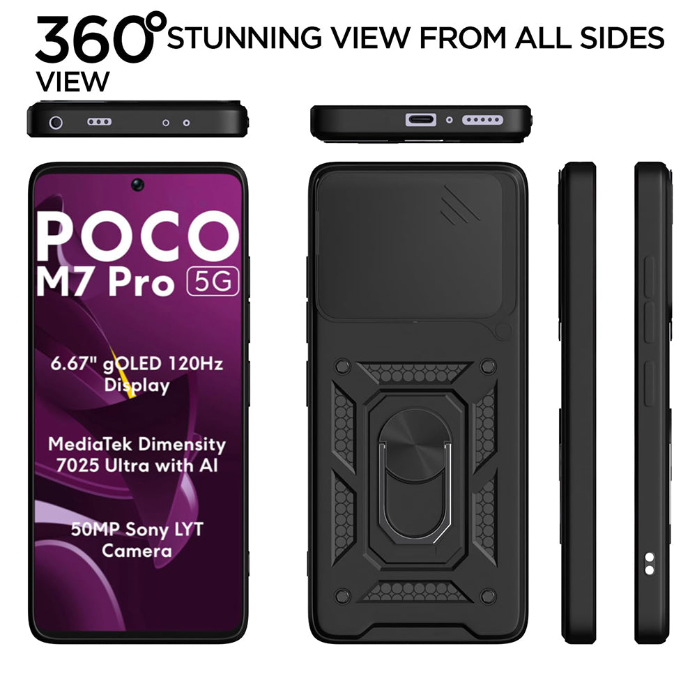 Ovitek za Xiaomi Poco M7 Pro 5G, Techsuit, CamShield, Črn