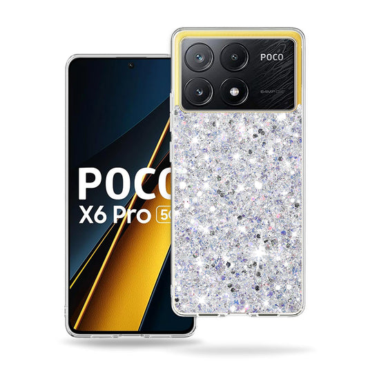 Ovitek za Xiaomi Poco X6 Pro, Techsuit, Bleščeči bleščice, Bela