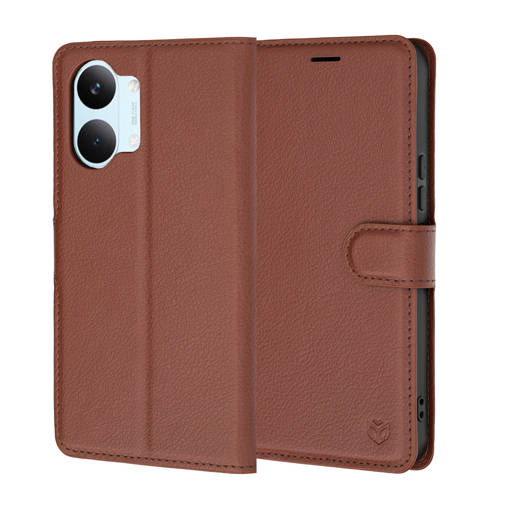 Ovitek za Xiaomi Poco X8 Pro Max, Techsuit, usnjen folio, rjav