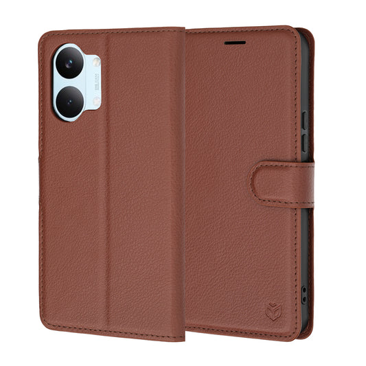 Ovitek za Xiaomi Poco X8 Pro Max, Techsuit, usnjen folio, rjav