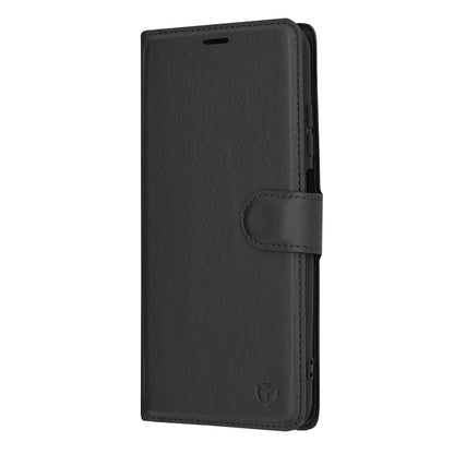 Ovitek za Xiaomi Redmi 10 2022 / 10 (2021), Techsuit, usnjen folio, črn