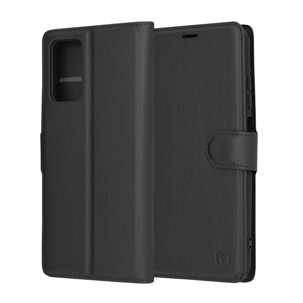 Ovitek za Xiaomi Redmi 10 2022 / 10 (2021), Techsuit, usnjen folio, črn