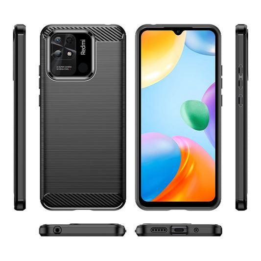 Ovitek za Xiaomi Redmi 10C, Techsuit, Karbon, Črn
