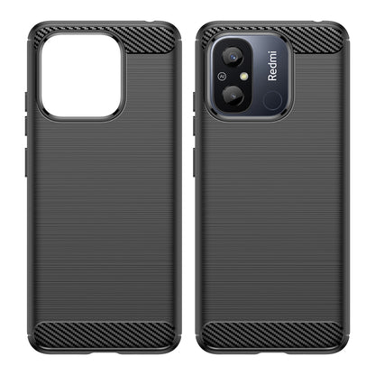 Ovitek za Xiaomi Redmi 12C, Techsuit, Karbon, Črn
