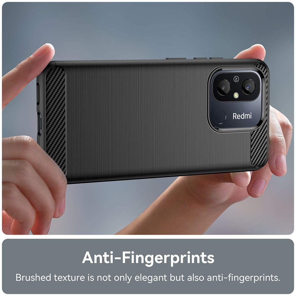 Ovitek za Xiaomi Redmi 12C, Techsuit, Karbon, Črn