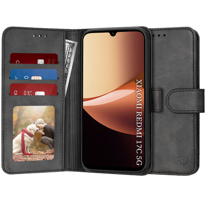 Ovitek za Xiaomi Redmi 17C 5G, Techsuit, Diary Book, Črn