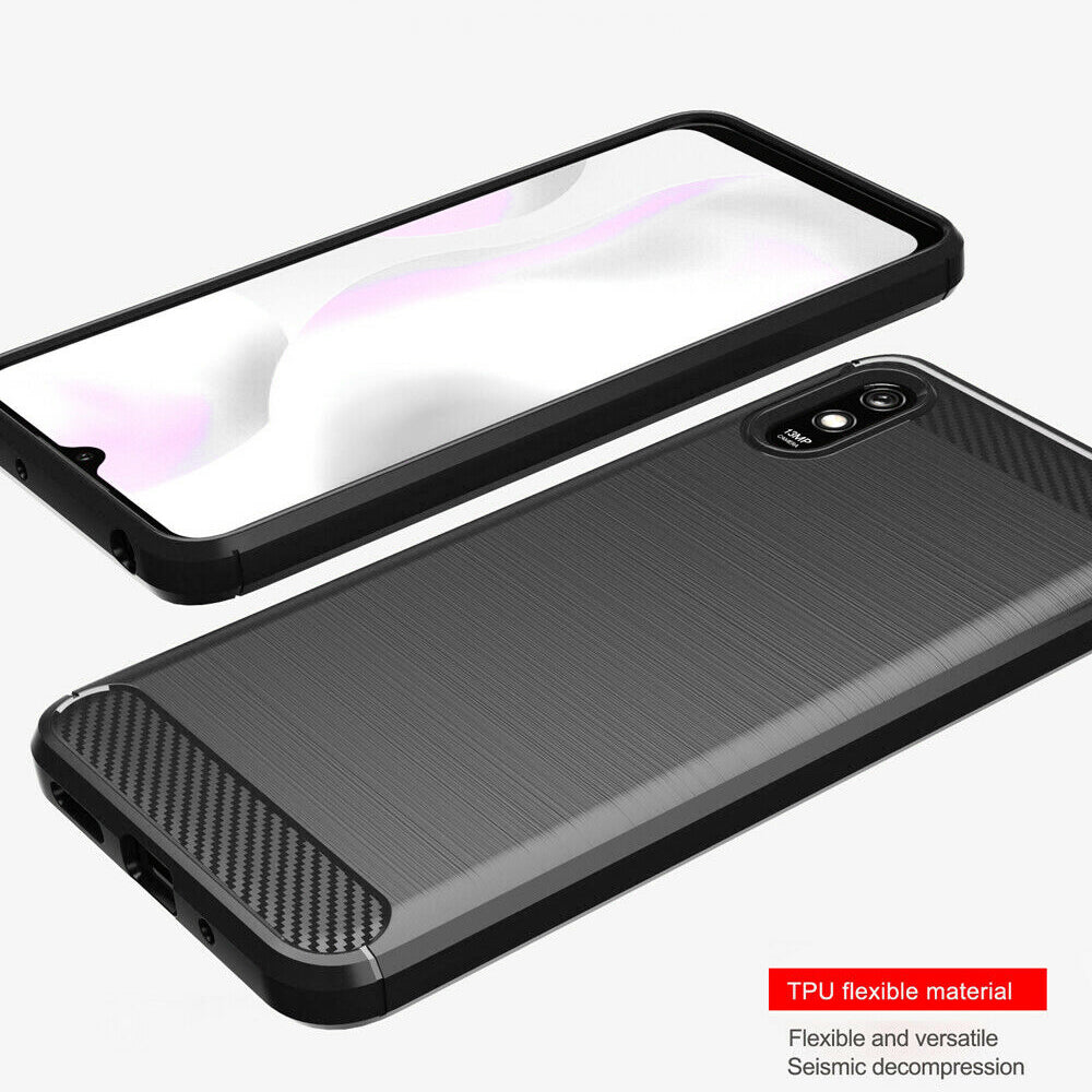 Ovitek za Xiaomi Redmi 9AT / 9A, Techsuit, Karbon, Črn