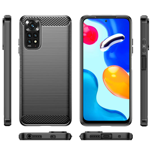 Ovitek za Xiaomi Redmi Note 11S / Note 11, Techsuit, Karbon, Črn