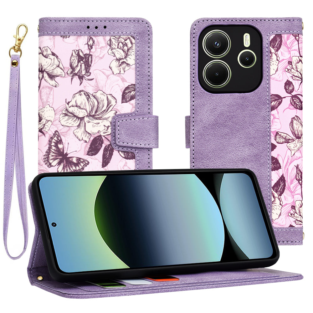 Ovitek za Xiaomi Redmi Note 14 4G (Regional), Techsuit, FlipCraft, Vijoličen