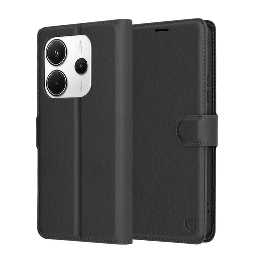 Ovitek za Xiaomi Redmi Note 14 4G (Regional), Techsuit, usnjen folio, črn