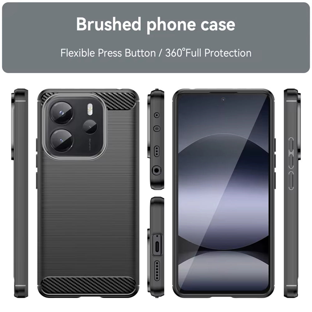 Ovitek za Xiaomi Redmi Note 14 4G (Standard), Techsuit, Karbon, Črn