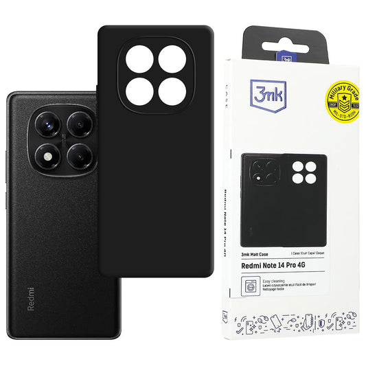 Ovitek za Xiaomi Redmi Note 14 Pro 4G, 3MK, mat črn