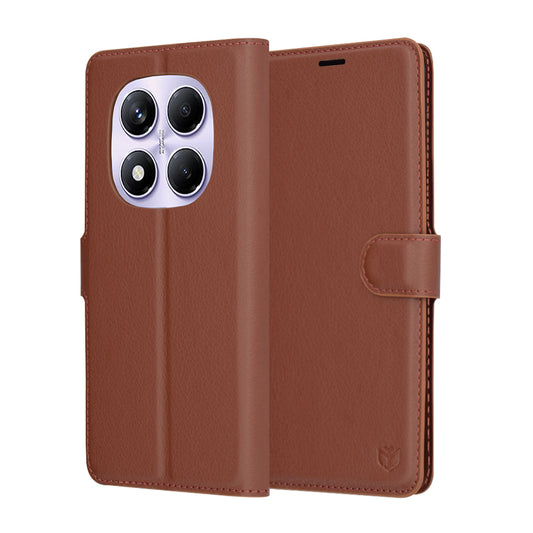 Ovitek za Xiaomi Redmi Note 14 Pro 4G, Techsuit, usnjen folio, rjav