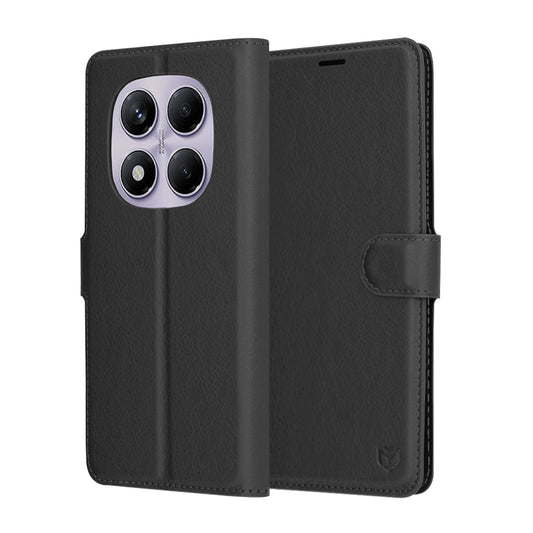 Ovitek za Xiaomi Redmi Note 14 Pro 4G, Techsuit, usnjen folio, črn