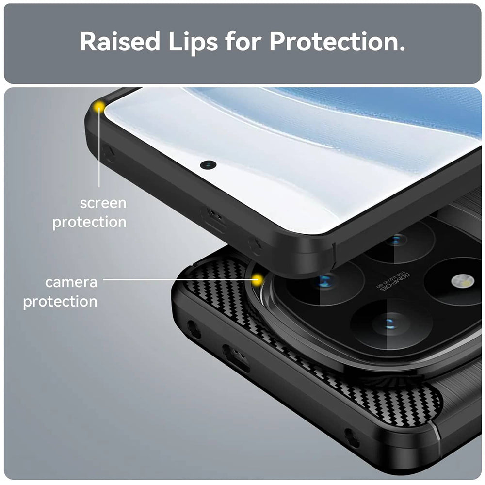 Ovitek za Xiaomi Redmi Note 14 Pro+ 5G, Techsuit, Karbon, Črn