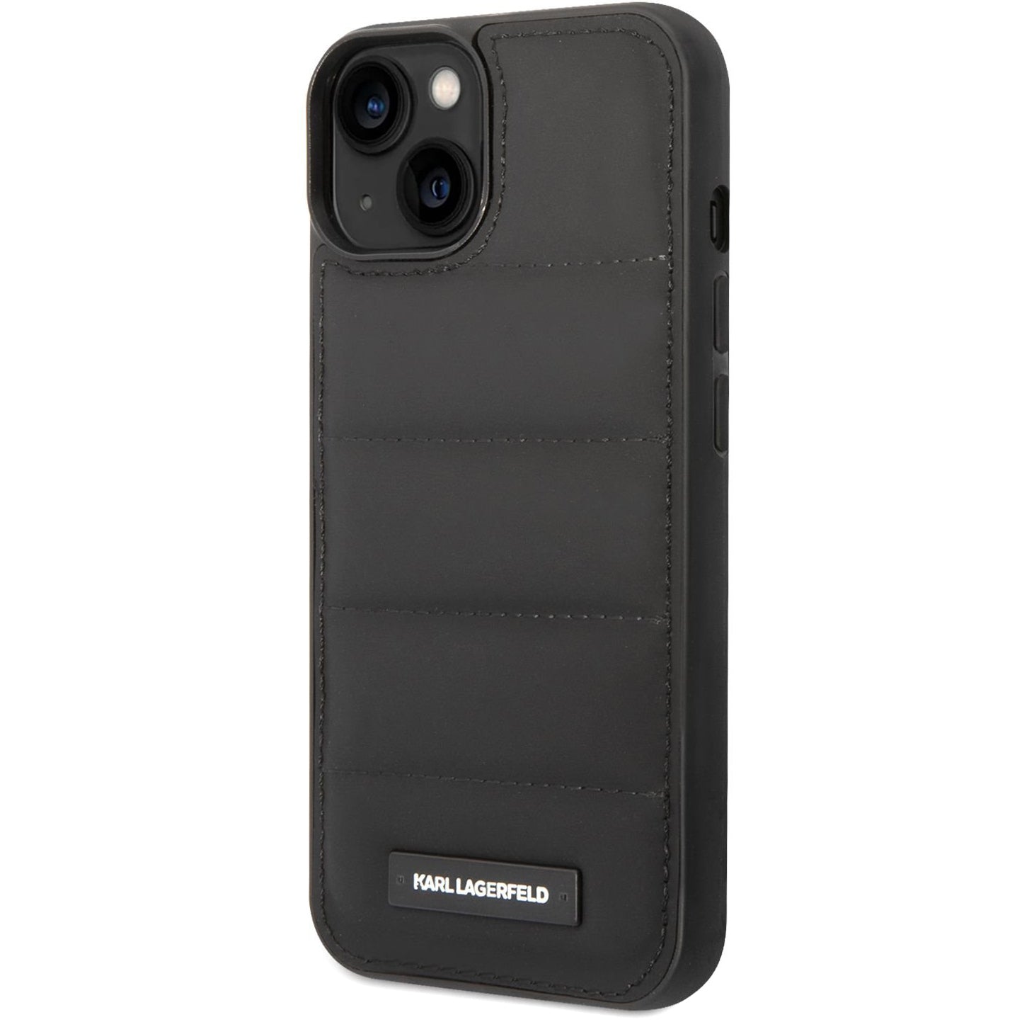 Ovitek za Apple iPhone 14 Plus, Karl Lagerfeld, Quilted Puffy Metal Logo, črn