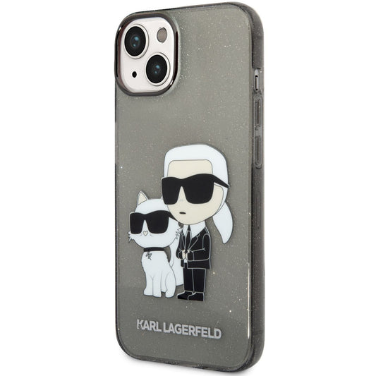Ovitek za Apple iPhone 14 Plus, Karl Lagerfeld, IML Glitter Karl and Choupette NFT, Črn