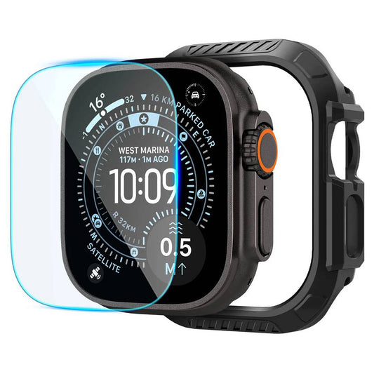 Ohišje Spigen Lock Fit z zaščitno folijo za Apple Watch Ultra Series, črno ACS12054