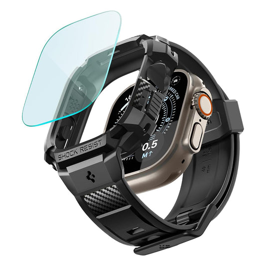 Spigen Rugged Armor Pro ovitek z zaščito zaslona za Apple Watch Ultra Series, črn ACS12053