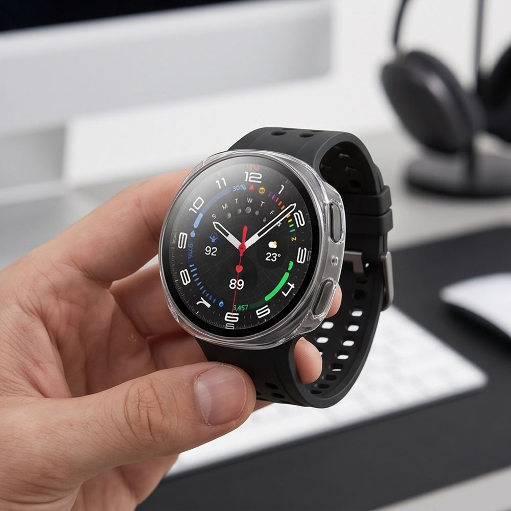 Ovitek Tech-Protect Defense za Samsung Galaxy Watch 9 / Watch8 44mm, komplet 2 kosa, črna / prozorna
