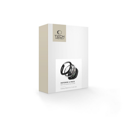 Ovitek Tech-Protect Defense za Samsung Galaxy Watch 9 / Watch8 44mm, komplet 2 kosa, črna / prozorna