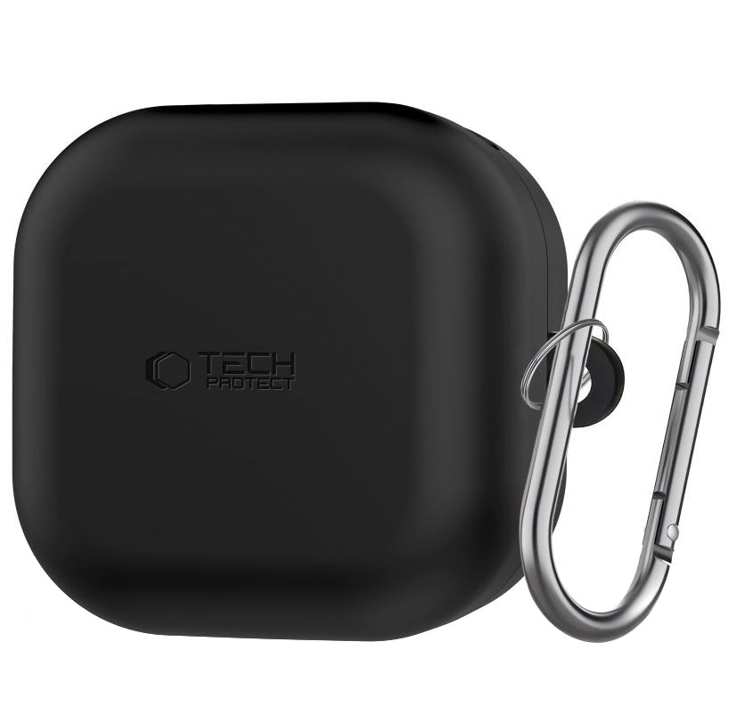 Ovitek Tech-Protect Silicone Hook za Samsung Galaxy Buds4 / Buds4 Pro, Črn