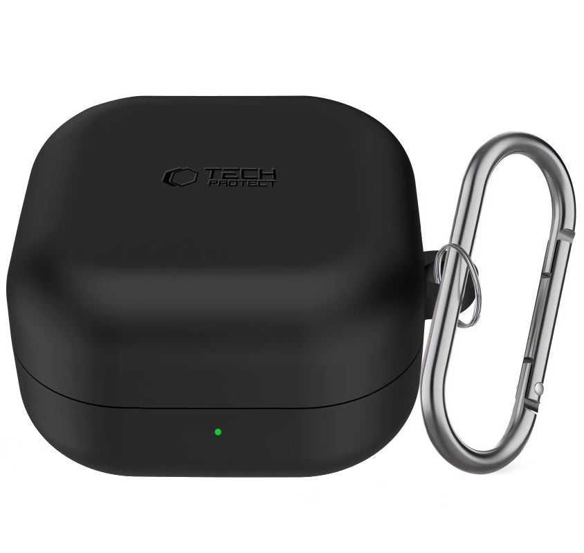Ovitek Tech-Protect Silicone Hook za Samsung Galaxy Buds4 / Buds4 Pro, Črn
