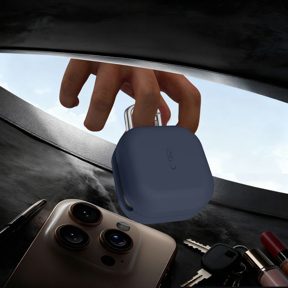 Ovitek Tech-Protect Silicone Hook za Samsung Galaxy Buds4 / Buds4 Pro, Črn