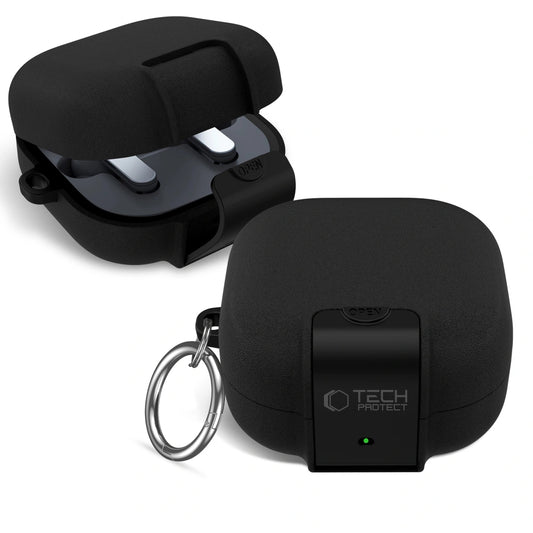 Ovitek Tech-Protect Slim Hook za Samsung Galaxy Buds4 / Buds4 Pro, Črn
