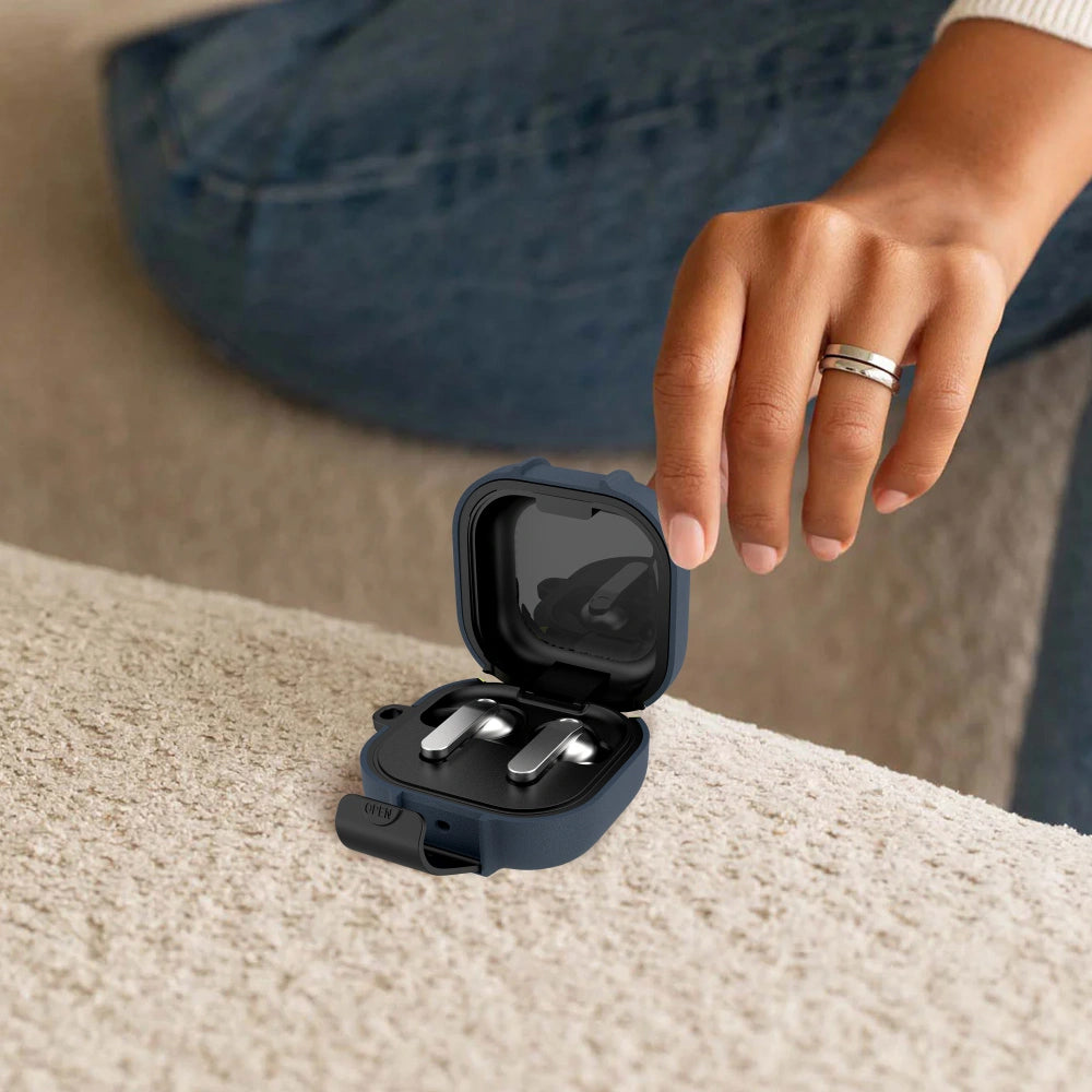 Ovitek Tech-Protect Slim Hook za Samsung Galaxy Buds4 / Buds4 Pro, Mornarsko modra
