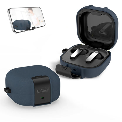 Ovitek Tech-Protect Slim Hook za Samsung Galaxy Buds4 / Buds4 Pro, Mornarsko modra