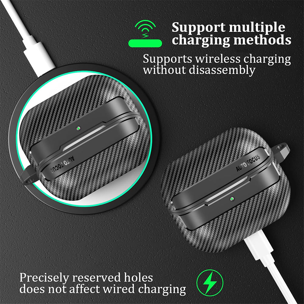 Ovitek Techsuit CarbonFiber za Samsung Galaxy Buds3 FE / Buds3 Pro / Buds3, Črn