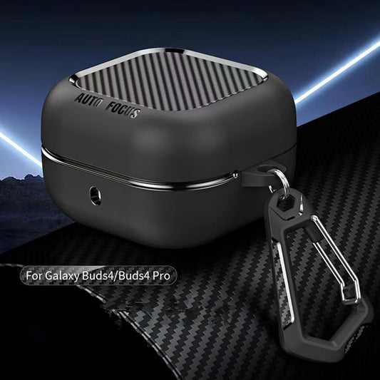Ovitek Techsuit CarbonFiber za Samsung Galaxy Buds4 / Buds4 Pro, črn