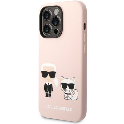 Ovitek MagSafe za Apple iPhone 14 Pro, Karl Lagerfeld, silikonsko telo Karl & Choupette, roza