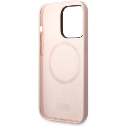 Ovitek MagSafe za Apple iPhone 14 Pro, Karl Lagerfeld, silikonsko telo Karl & Choupette, roza