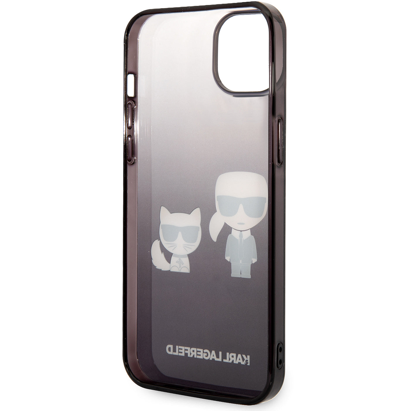 Ovitek za Apple iPhone 14 Plus, Karl Lagerfeld, Gradient Karl & Choupette, Črn