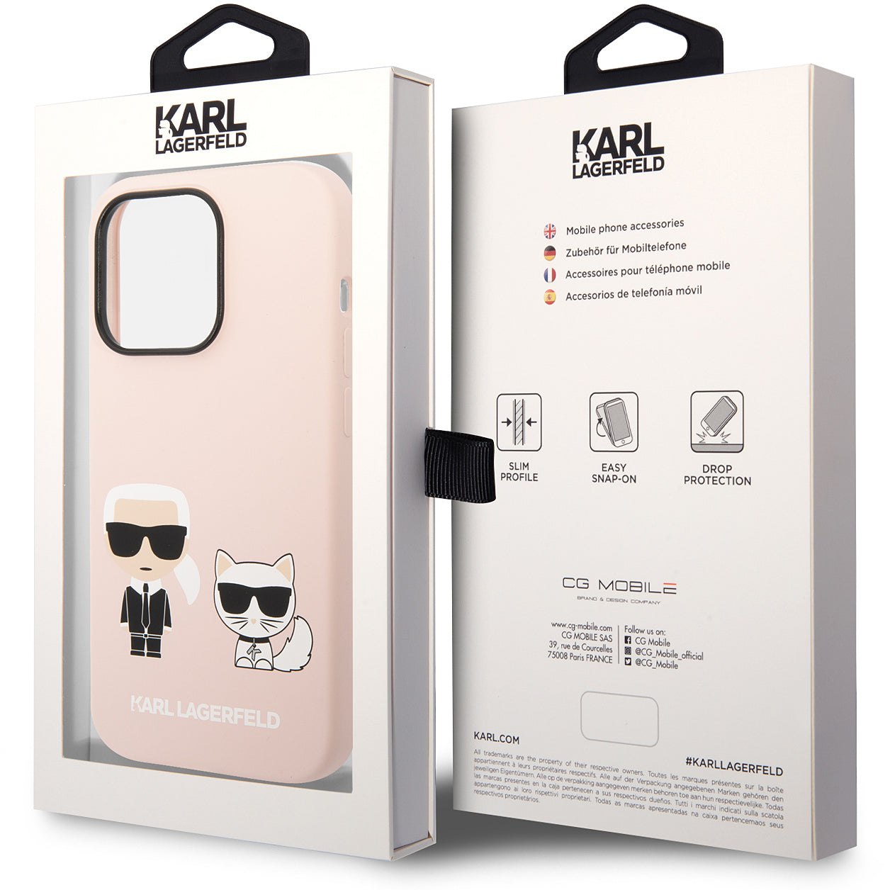 Ovitek MagSafe za Apple iPhone 14 Pro, Karl Lagerfeld, silikonsko telo Karl & Choupette, roza